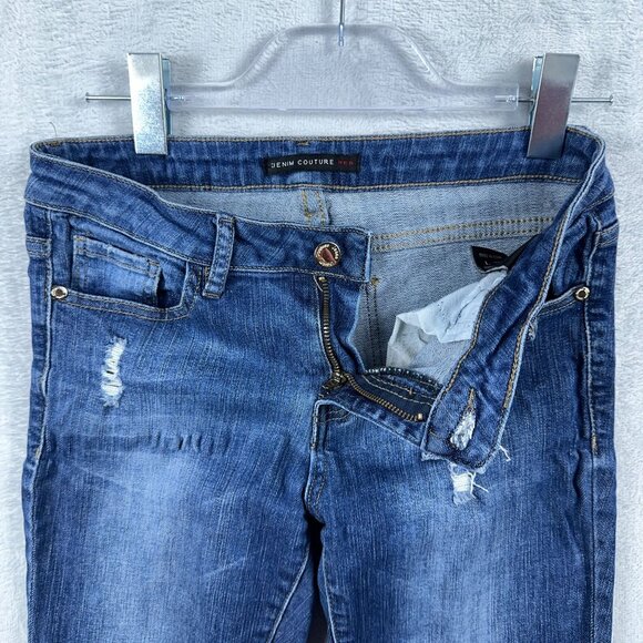 Denim Couture Slim Straight Leg Jeans Distressed Denim Womens Blue Size 7 - Picture 4 of 11
